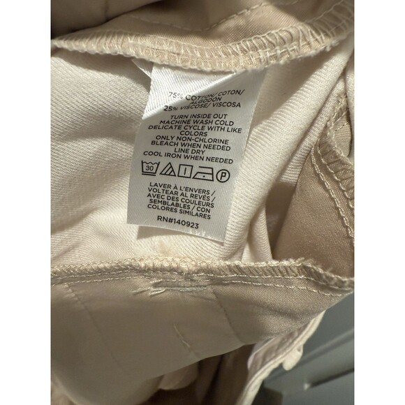 Women’s LOFT Stovepipe Pants In Twill 10 Beige Ivory NWT Faux Leather Brown Belt - Picture 6 of 6